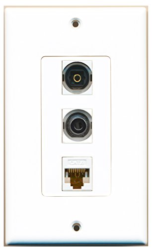 RiteAV - 1 Port Toslink and 1 Port 3.5mm and 1 Port Cat6 Ethernet White Decorative Wall Plate Decorative