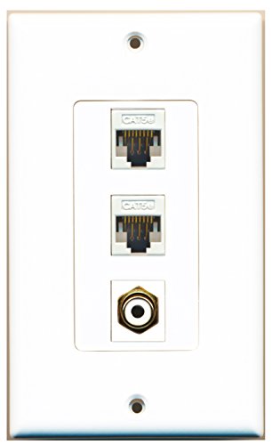 RiteAV - 1 Port RCA White 2 Port Cat5e Ethernet White Decorative Wall Plate