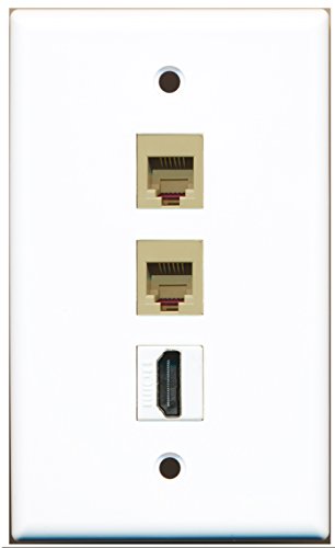 RiteAV - 1 Port HDMI 2 Port Phone RJ11 RJ12 Beige Wall Plate