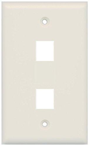 RiteAV Blank Wall Plate for Keystone Jacks - Light Almond 1 Gang 2 Port