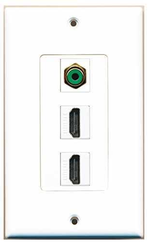 RiteAV - 2 Port HDMI 1 RCA Green Wall Plate Decorative
