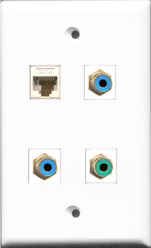 RiteAV 1 Port RCA Green 2 Port RCA Blue and 1 Port Cat6 Ethernet White Wall Plate