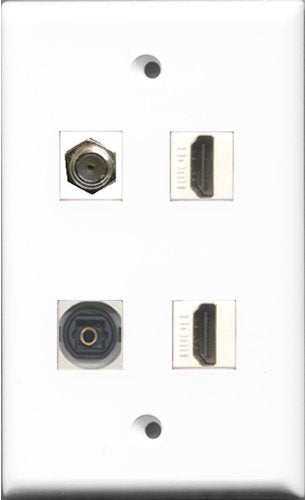 RiteAV - 2 Port HDMI and 1 Port Coax Cable TV- F-Type and 1 Port Toslink Wall Plate