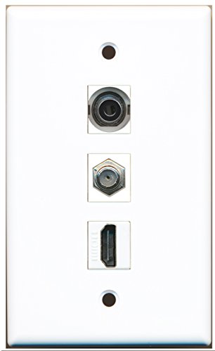 RiteAV - 1 Port HDMI and 1 Port Coax Cable TV- F-Type and 1 Port 3.5mm Wall Plate