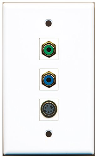 RiteAV - 1 Port RCA Green and 1 Port RCA Blue and 1 Port S-Video Wall Plate