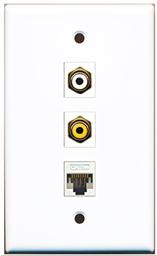RiteAV - 1 Port RCA White and 1 Port RCA Yellow and 1 Port Cat5e Ethernet White Wall Plate