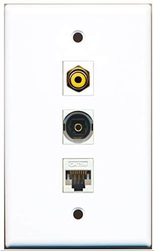 RiteAV - 1 Port RCA Yellow and 1 Port Toslink and 1 Port Cat5e Ethernet White Wall Plate
