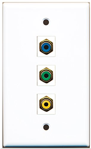 RiteAV - 1 Port RCA Yellow and 1 Port RCA Green and 1 Port RCA Blue Wall Plate