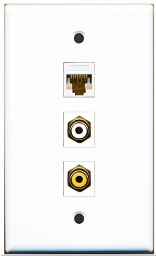 RiteAV - 1 Port RCA White and 1 Port RCA Yellow and 1 Port Cat6 Ethernet White Wall Plate