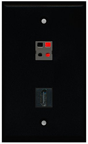 RiteAV - Black 1 Port HDMI 1 Port Speaker Wall Plate