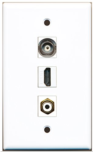 RiteAV - 1 Port HDMI 1 RCA White 1 BNC Wall Plate