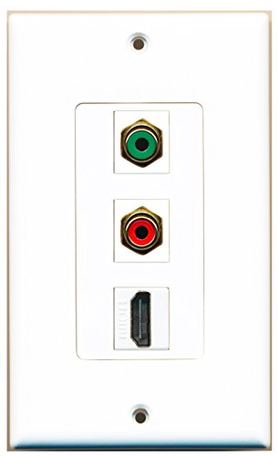 RiteAV - 1 Port HDMI and 1 Port RCA Red and 1 Port RCA Green Decorative Wall Plate Decorative