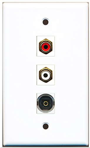 RiteAV - 1 Port RCA Red and 1 Port RCA White and 1 Port Toslink Wall Plate