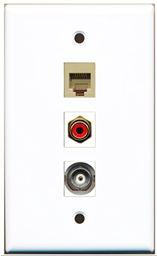 RiteAV - 1 Port RCA Red and 1 Port Phone RJ11 RJ12 Beige and 1 Port BNC Wall Plate