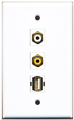 RiteAV - 1 Port RCA White and 1 Port RCA Yellow and 1 Port USB A-A Wall Plate