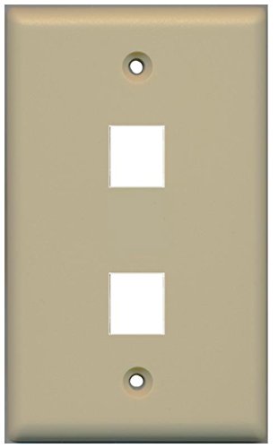 RiteAV Blank Wall Plate for Keystone Jacks - Ivory 1 Gang 2 Port