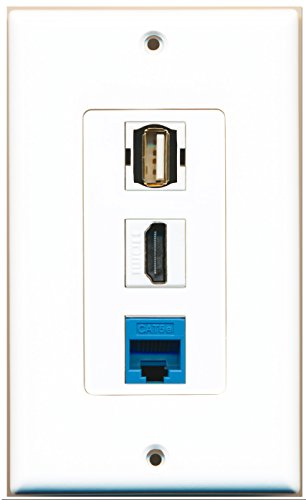RiteAV - 1 Port HDMI 1 USB A-A 1 Cat5e Ethernet Blue Wall Plate Decorative