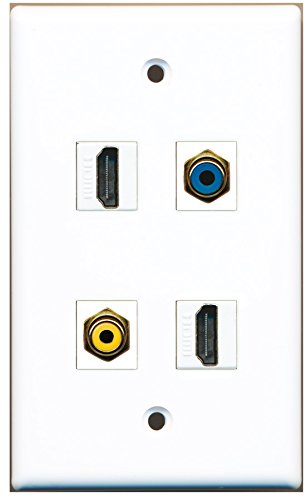 RiteAV - 2 Port HDMI 1 Port RCA Yellow 1 Port RCA Blue Wall Plate