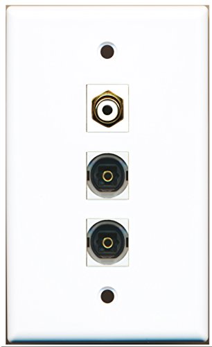 RiteAV - 1 Port RCA White 2 Port Toslink Wall Plate