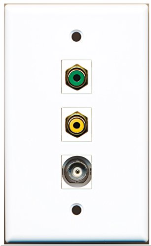 RiteAV - 1 Port RCA Yellow and 1 Port RCA Green and 1 Port BNC Wall Plate