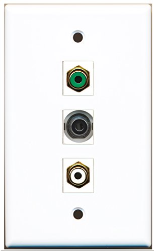 RiteAV - 1 Port RCA White and 1 Port RCA Green and 1 Port 3.5mm Wall Plate