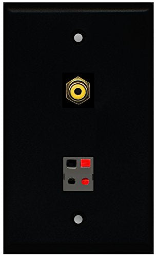 RiteAV - Black 1 Port RCA Yellow 1 Port Speaker Wall Plate