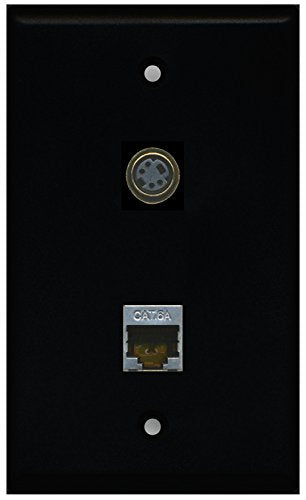 RiteAV - Black 1 Port S-Video 1 Port Cat6a Wall Plate