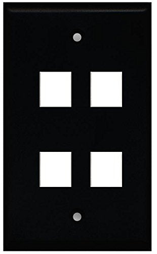 RiteAV Black 4 Port Blank Wall Plate - Flat