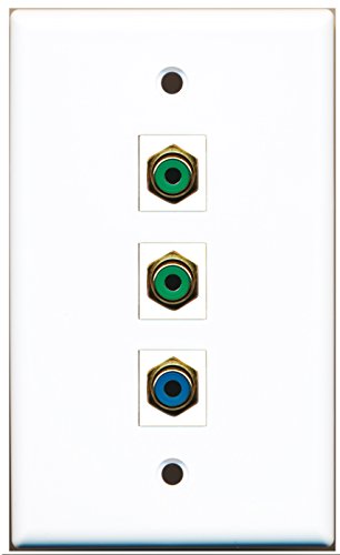 RiteAV - 2 Port RCA Green and 1 Port RCA Blue Wall Plate