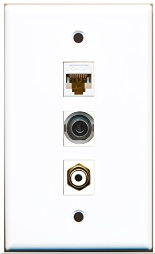 RiteAV - 1 Port RCA White and 1 Port 3.5mm and 1 Port Cat6 Ethernet White Wall Plate
