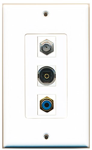 RiteAV - 1 Port RCA Blue and 1 Port Coax Cable TV- F-Type and 1 Port Toslink Decorative Wall Plate Decorative