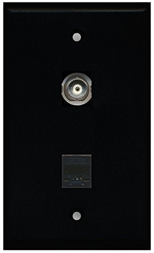 RiteAV - Black 1 Port BNC 1 Port Cat5e Ethernet Black Wall Plate