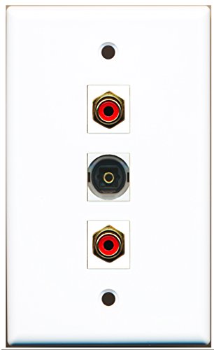 RiteAV - 2 Port RCA Red and 1 Port Toslink Wall Plate