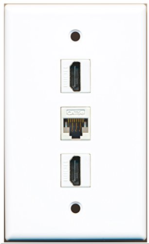 RiteAV - 2 Port HDMI and 1 Port Cat5e Ethernet White Wall Plate