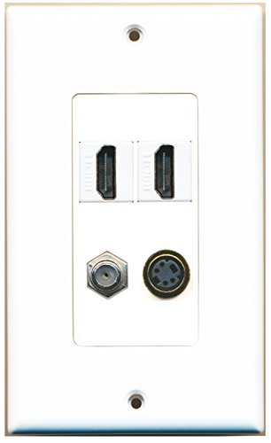 RiteAV - 2 Port HDMI 1 Port Coax Cable TV- F-Type 1 Port S-Video Wall Plate Decorative