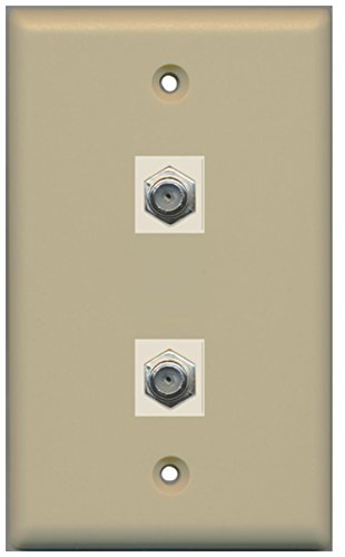 RiteAV - 2 Port Coax Cable TV- F-Type Wall Plate - Ivory