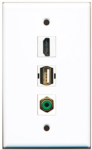 RiteAV - 1 Port HDMI and 1 Port RCA Green and 1 Port USB A-A Wall Plate