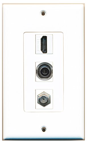 RiteAV - 1 Port HDMI and 1 Port Coax Cable TV- F-Type and 1 Port 3.5mm Decorative Wall Plate Decorative