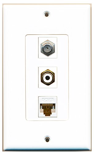 RiteAV - 1 Port RCA White and 1 Port Coax Cable TV- F-Type and 1 Port Cat6 Ethernet White Decorative Wall Plate Decorative