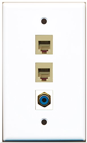 RiteAV - 1 Port RCA Blue 2 Port Phone RJ11 RJ12 Beige Wall Plate