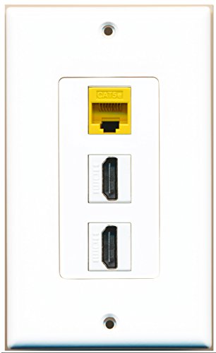 RiteAV - 2 Port HDMI 1 Cat5e Ethernet Yellow Wall Plate Decorative