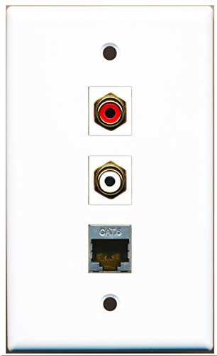 RiteAV - 1 Port RCA Red and 1 Port RCA White and 1 Port Shielded Cat6 Ethernet Wall Plate