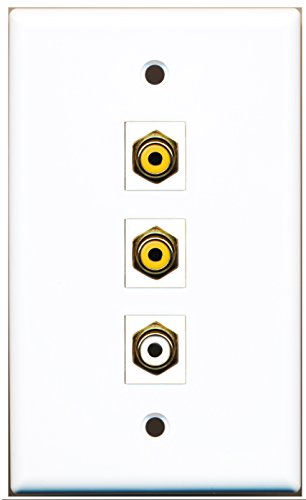 RiteAV - 1 Port RCA White 2 Port RCA Yellow Wall Plate