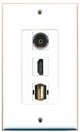 RiteAV - 1 Port HDMI 1 USB A-A 1 Toslink Wall Plate Decorative