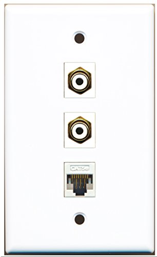 RiteAV - 2 Port RCA White and 1 Port Cat5e Ethernet White Wall Plate