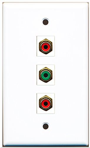 RiteAV - 2 Port RCA Red and 1 Port RCA Green Wall Plate