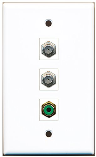 RiteAV - 1 Port RCA Green 2 Port Coax Cable TV- F-Type Wall Plate