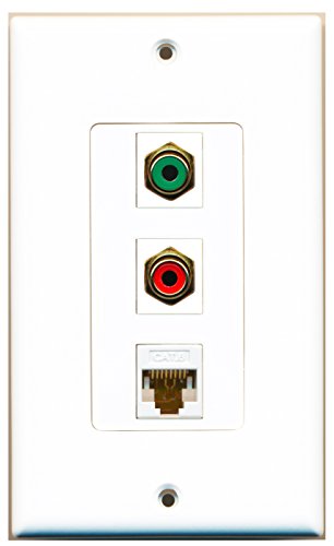 RiteAV - 1 Port RCA Red and 1 Port RCA Green and 1 Port Cat6 Ethernet White Decorative Wall Plate Decorative