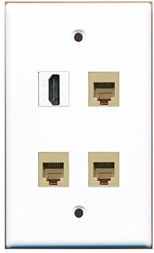 RiteAV - 1 Port HDMI 3 Port Phone RJ11 RJ12 Beige Wall Plate