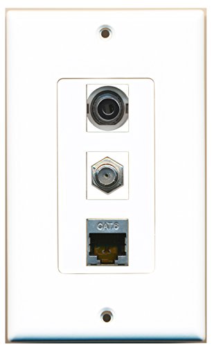 RiteAV - 1 Port Coax Cable TV- F-Type and 1 Port Shielded Cat6 Ethernet and 1 Port 3.5mm Decorative Wall Plate Decorative